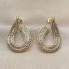 Arete Dormilona 02.436.0054 Oro Laminado, Diseño de Baguette, con Zirconia Cubica Blanca y Micro Pave Blanca, Pulido, Tono Dorado