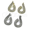 Arete Dormilona 02.436.0054 Oro Laminado, Diseño de Baguette, con Zirconia Cubica Blanca y Micro Pave Blanca, Pulido, Tono Dorado