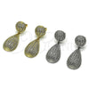 Arete Colgante 02.436.0056 Oro Laminado, Diseño de Gota y Bola, con Zirconia Cubica Blanca, Pulido, Tono Dorado