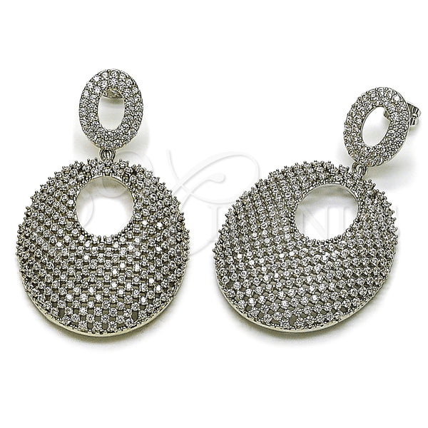 Arete Colgante 02.436.0057.1 Rodio Laminado, con Zirconia Cubica Blanca, Pulido, Rodinado