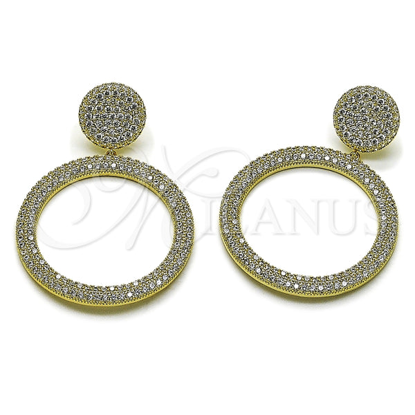 Arete Colgante 02.436.0058 Oro Laminado, con Micro Pave Blanca, Pulido, Tono Dorado