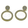 Arete Colgante 02.436.0058 Oro Laminado, con Micro Pave Blanca, Pulido, Tono Dorado