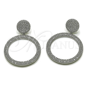 Arete Colgante 02.436.0058.1 Rodio Laminado, con Micro Pave Blanca, Pulido, Rodinado