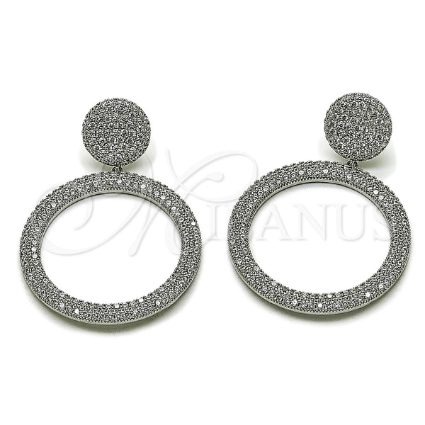 Arete Colgante 02.436.0058.1 Rodio Laminado, con Micro Pave Blanca, Pulido, Rodinado