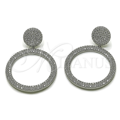Arete Colgante 02.436.0058.1 Rodio Laminado, con Micro Pave Blanca, Pulido, Rodinado
