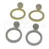 Arete Colgante 02.436.0058.1 Rodio Laminado, con Micro Pave Blanca, Pulido, Rodinado