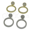 Arete Colgante 02.436.0058.1 Rodio Laminado, con Micro Pave Blanca, Pulido, Rodinado