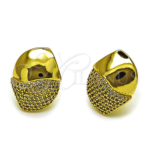Arete Dormilona 02.465.0003 Oro Laminado, con Micro Pave Blanca, Pulido, Tono Dorado