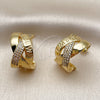 Arete Dormilona 02.465.0004 Oro Laminado, Diseño de Amor y Torcido, con Micro Pave Blanca, Pulido, Tono Dorado