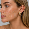 Arete Dormilona 02.465.0005 Oro Laminado, Diseño de Torcido, con Zirconia Cubica Blanca, Pulido, Tono Dorado