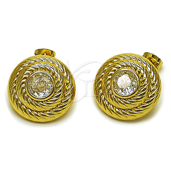 Arete Dormilona 02.465.0005 Oro Laminado, Diseño de Torcido, con Zirconia Cubica Blanca, Pulido, Tono Dorado