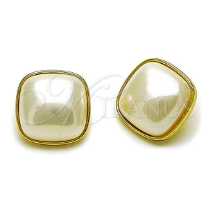 Arete Dormilona 02.465.0007 Oro Laminado, con Perla Marfil, Pulido, Tono Dorado