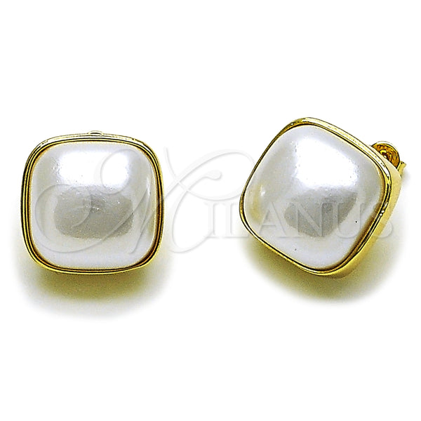 Arete Dormilona 02.465.0008 Oro Laminado, con Perla Marfil, Pulido, Tono Dorado