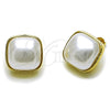 Arete Dormilona 02.465.0008 Oro Laminado, con Perla Marfil, Pulido, Tono Dorado