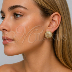 Arete Dormilona 02.465.0009 Oro Laminado, con Micro Pave Blanca, Pulido, Tono Dorado