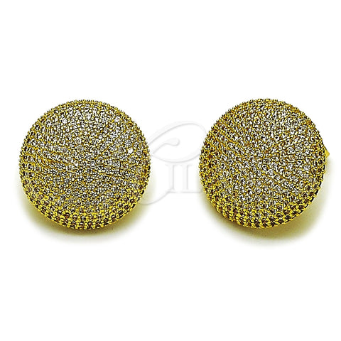 Arete Dormilona 02.465.0009 Oro Laminado, con Micro Pave Blanca, Pulido, Tono Dorado
