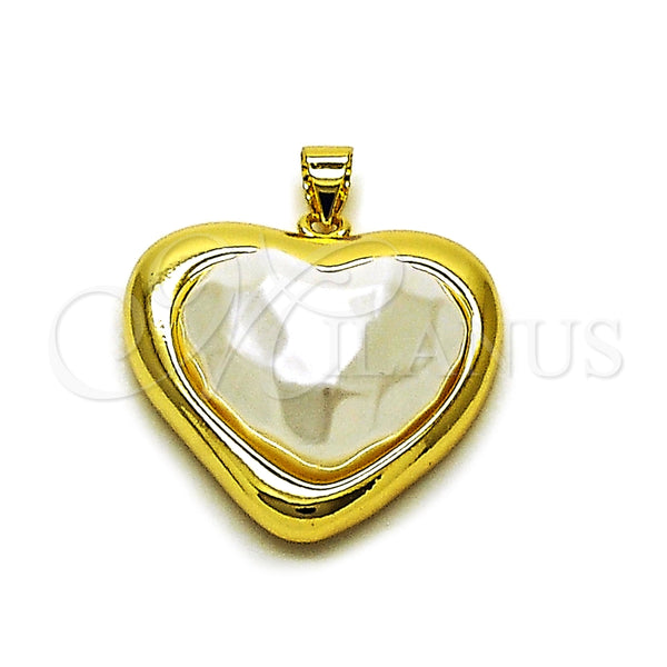 Dije Elegante 05.465.0003 Oro Laminado, Diseño de Corazón, con Perla Marfil, Pulido, Tono Dorado