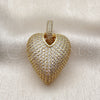 Dije Elegante 05.465.0004 Oro Laminado, Diseño de Corazón y Hueco, con Zirconia Cubica Blanca, Pulido, Tono Dorado
