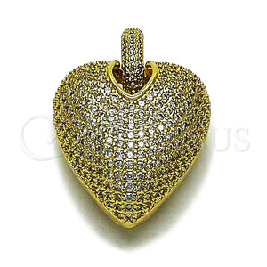 Dije Elegante 05.465.0004 Oro Laminado, Diseño de Corazón y Hueco, con Zirconia Cubica Blanca, Pulido, Tono Dorado
