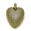 Dije Elegante 05.465.0004 Oro Laminado, Diseño de Corazón y Hueco, con Zirconia Cubica Blanca, Pulido, Tono Dorado