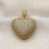 Dije Elegante 05.465.0005 Oro Laminado, Diseño de Corazón y Hueco, con Micro Pave Blanca, Pulido, Tono Dorado