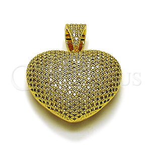 Dije Elegante 05.465.0005 Oro Laminado, Diseño de Corazón y Hueco, con Micro Pave Blanca, Pulido, Tono Dorado