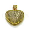 Dije Elegante 05.465.0005 Oro Laminado, Diseño de Corazón y Hueco, con Micro Pave Blanca, Pulido, Tono Dorado