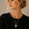 Dije Religioso 05.465.0006 Oro Laminado, Diseño de Cruz, con Micro Pave Blanca, Pulido, Tono Dorado