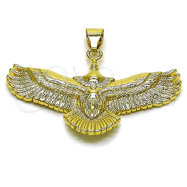 Dije Elegante 05.465.0007 Oro Laminado, Diseño de Águila, Diamantado, Tono Dorado