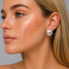 Arete Dormilona 02.465.0010 Oro Laminado, Diseño de Bola, con Perla Marfil, Pulido, Tono Dorado
