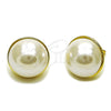 Arete Dormilona 02.465.0010 Oro Laminado, Diseño de Bola, con Perla Marfil, Pulido, Tono Dorado