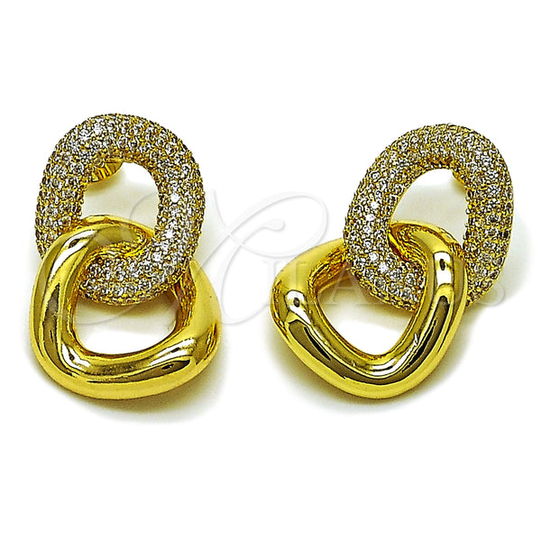 Arete Dormilona 02.465.0013 Oro Laminado, con Zirconia Cubica Blanca, Pulido, Tono Dorado