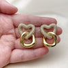 Arete Dormilona 02.465.0014 Oro Laminado, Diseño de Corazón, con Zirconia Cubica Blanca, Pulido, Tono Dorado