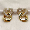 Arete Dormilona 02.465.0014 Oro Laminado, Diseño de Corazón, con Zirconia Cubica Blanca, Pulido, Tono Dorado