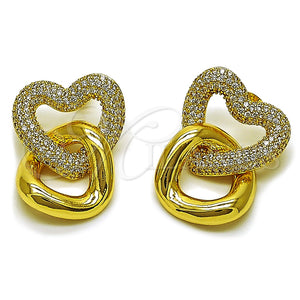 Arete Dormilona 02.465.0014 Oro Laminado, Diseño de Corazón, con Zirconia Cubica Blanca, Pulido, Tono Dorado