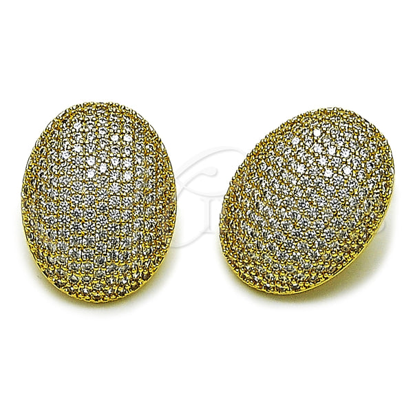 Arete Dormilona 02.465.0015 Oro Laminado, con Zirconia Cubica Blanca, Pulido, Tono Dorado