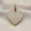 Dije Elegante 05.465.0011 Oro Laminado, Diseño de Corazón, con Zirconia Cubica Blanca, Pulido, Tono Dorado