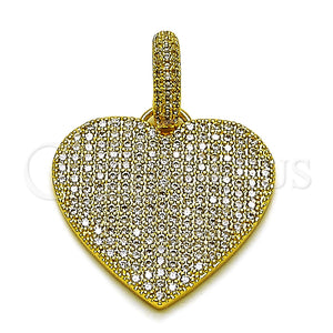 Dije Elegante 05.465.0011 Oro Laminado, Diseño de Corazón, con Zirconia Cubica Blanca, Pulido, Tono Dorado