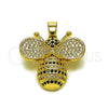 Dije Elegante 05.465.0012 Oro Laminado, Diseño de Abeja, con Zirconia Cubica Blanca y Negro, Pulido, Tono Dorado