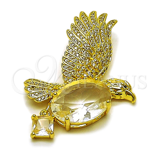 Dije Elegante 05.465.0013 Oro Laminado, Diseño de Águila, con Zirconia Cubica Blanca y Micro Pave Blanca, Pulido, Tono Dorado