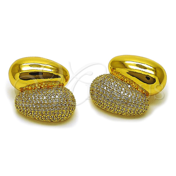 Arete Dormilona 02.465.0019 Oro Laminado, Diseño de Gota, con Zirconia Cubica Blanca, Pulido, Tono Dorado