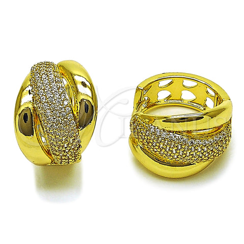 Argolla Huggie 02.465.0021.25 Oro Laminado, con Zirconia Cubica Blanca, Pulido, Tono Dorado
