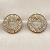 Arete Dormilona 02.465.0022 Oro Laminado, Diseño de Baguette, con Zirconia Cubica Blanca, Pulido, Tono Dorado