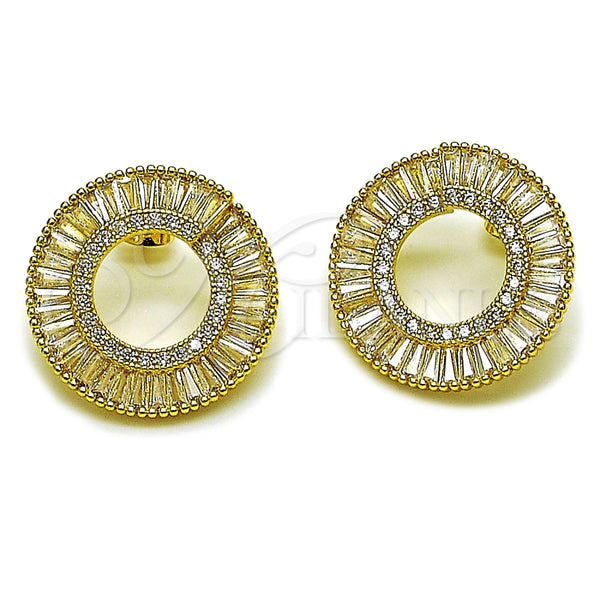 Arete Dormilona 02.465.0022 Oro Laminado, Diseño de Baguette, con Zirconia Cubica Blanca, Pulido, Tono Dorado