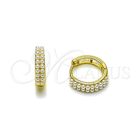 Argolla Huggie 02.379.0097.12 Oro Laminado, con Perla Marfil, Pulido, Tono Dorado