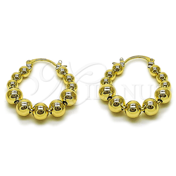Argolla Pequeña 02.213.0940.25 Oro Laminado, Diseño de Bola, Pulido, Tono Dorado
