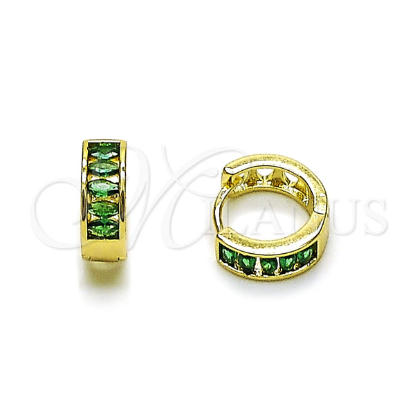 Argolla Huggie 02.213.0945.14 Oro Laminado, con Zirconia Cubica Verde, Pulido, Tono Dorado