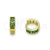 Argolla Huggie 02.213.0945.14 Oro Laminado, con Zirconia Cubica Verde, Pulido, Tono Dorado
