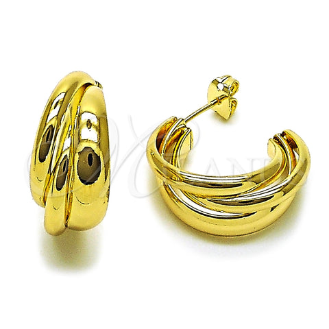 Argolla Pequeña 02.213.0946.20 Oro Laminado, Diseño de Torcido, Pulido, Tono Dorado
