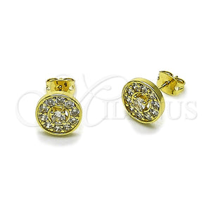 Arete Dormilona 02.213.0947 Oro Laminado, Diseño de Cluster, con Zirconia Cubica Blanca, Pulido, Tono Dorado